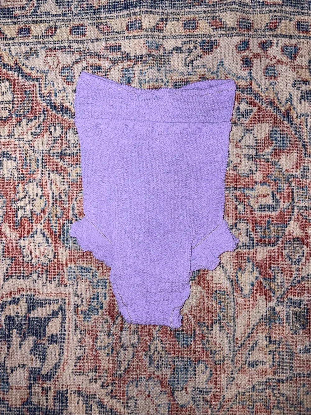 Reina Olga Leila Crinkle One Piece Swimsuit in Lilac OS NWT